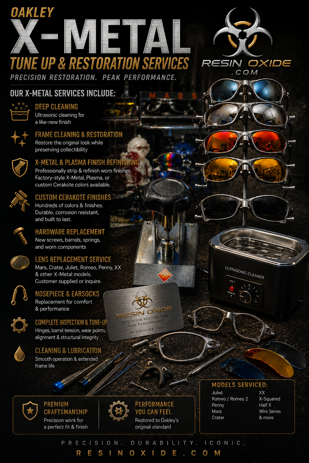 Oakley X-Metal (Nose Bridge/Ear Stem/Hinges) Tune-Up & Custom Restoration/Cerakote Services