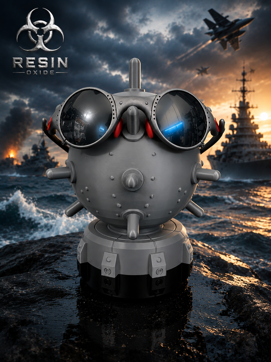 Sea Mine “Detonator” Sunglasses Holder / Display Stand Gunmetal Silk (Shiny)