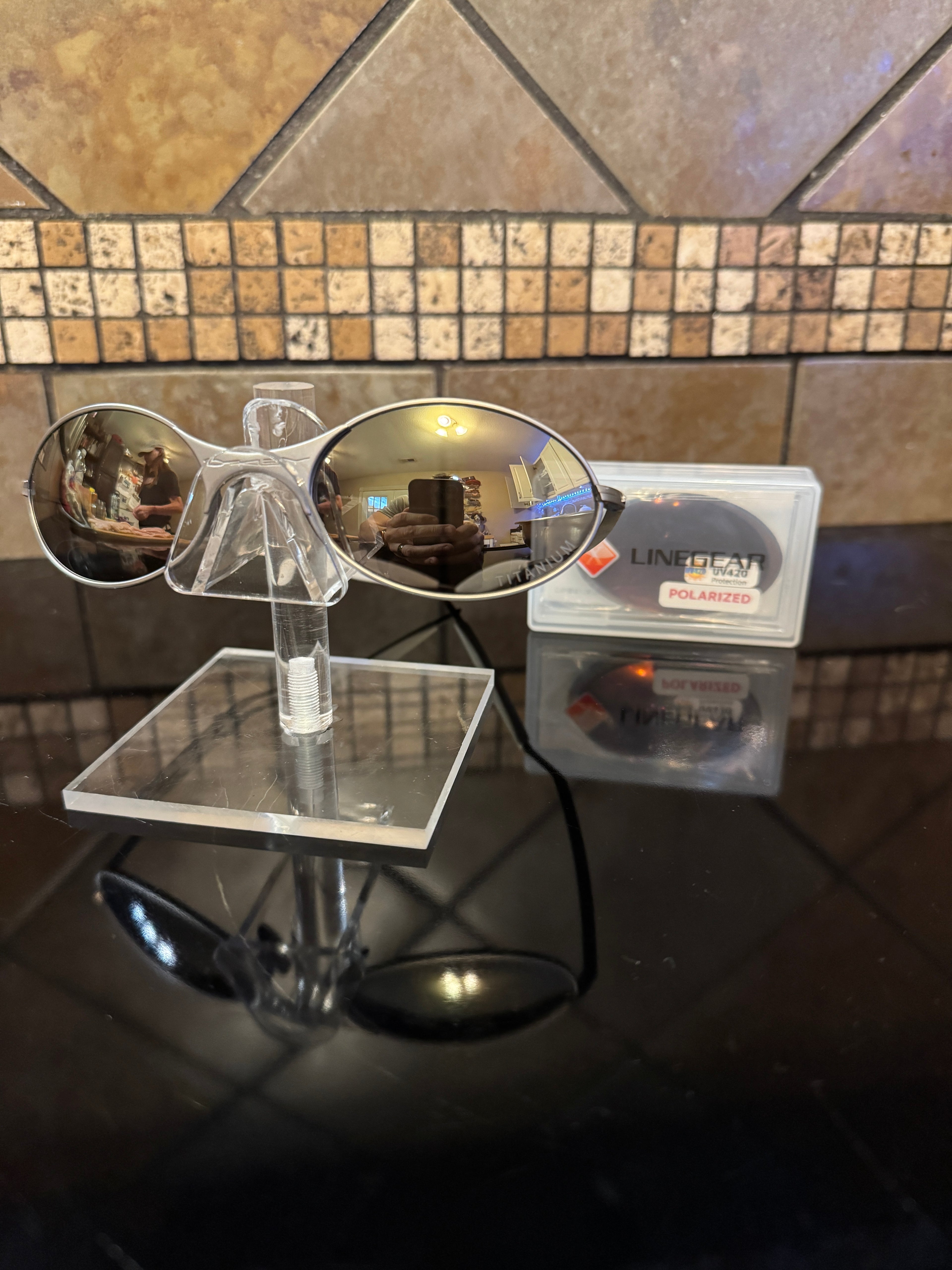 Custom Laser Engraved Polarized T-Wire / e-Wire  Lenses "Titanium" text