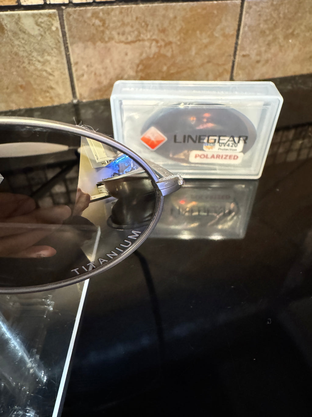 Custom Laser Engraved Polarized T-Wire / e-Wire  Lenses "Titanium" text