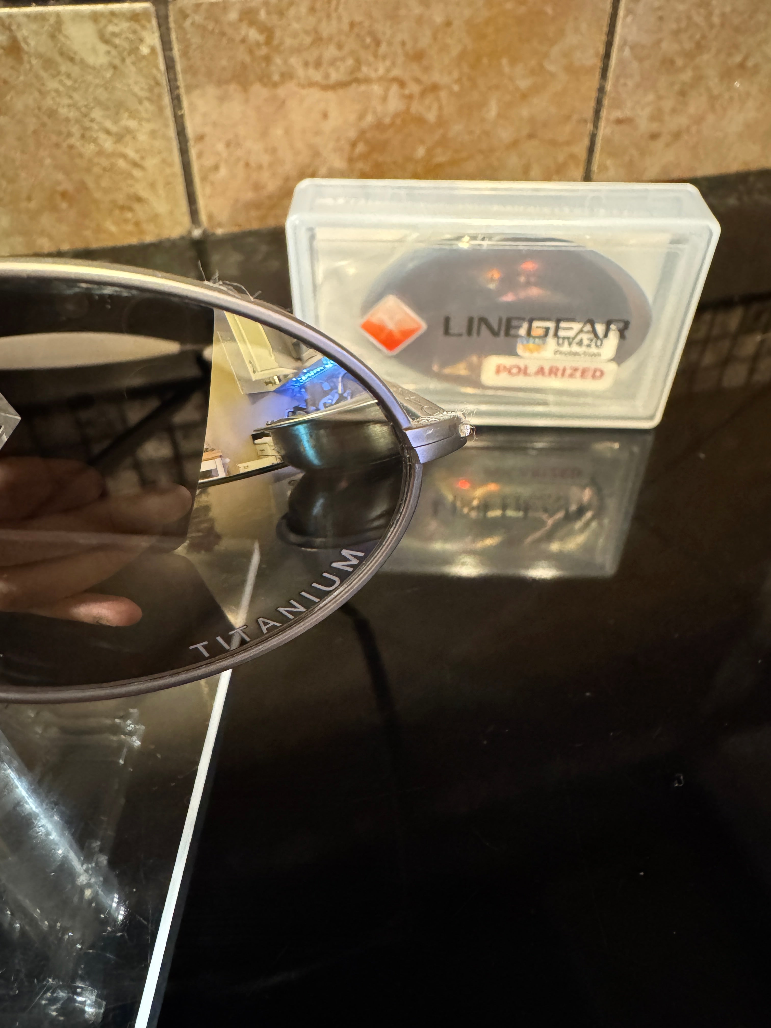 Custom Laser Engraved Polarized T-Wire / e-Wire  Lenses "Titanium" text