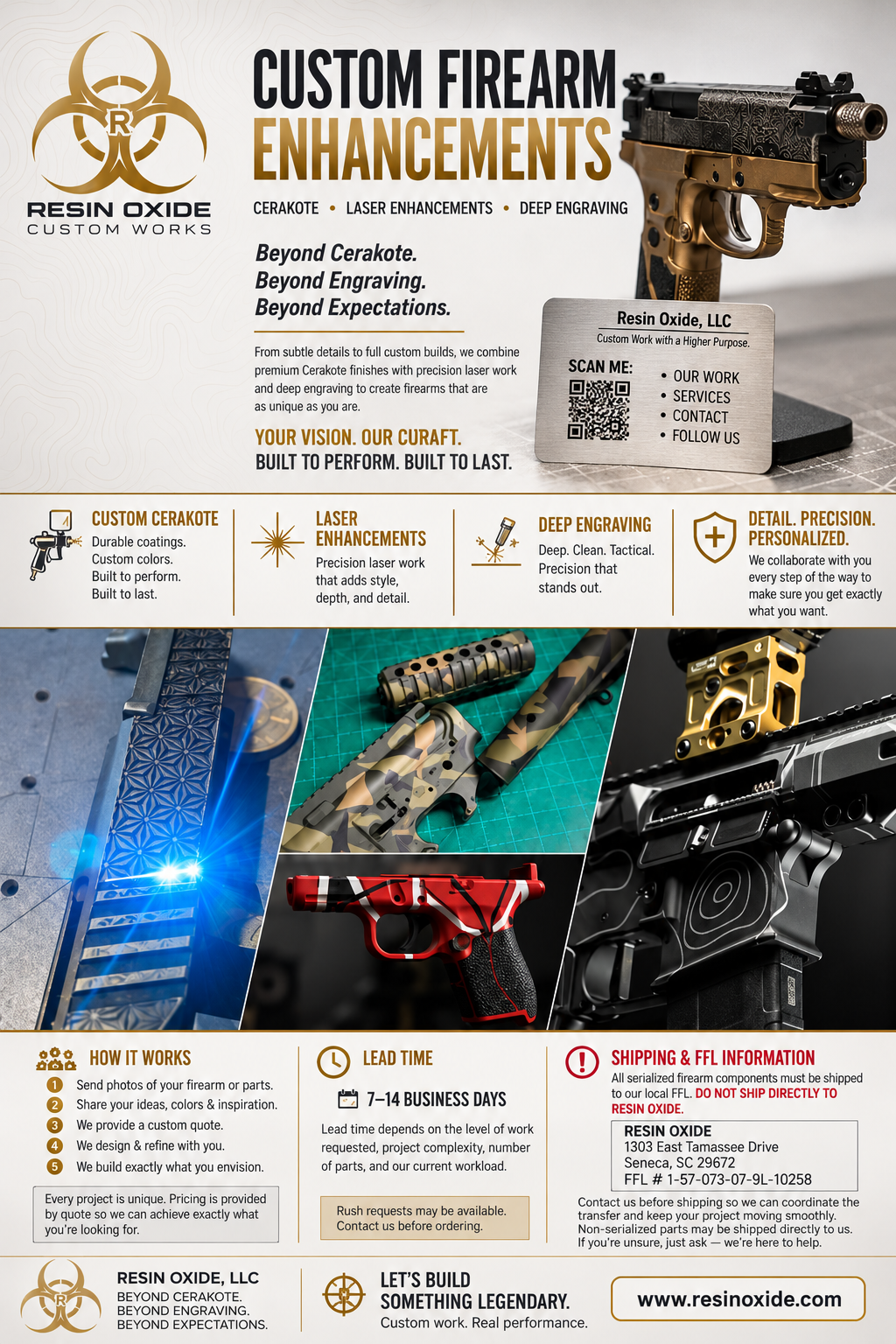 Custom Firearm Cerakote, Laser Enhancements & Deep Engraving Services